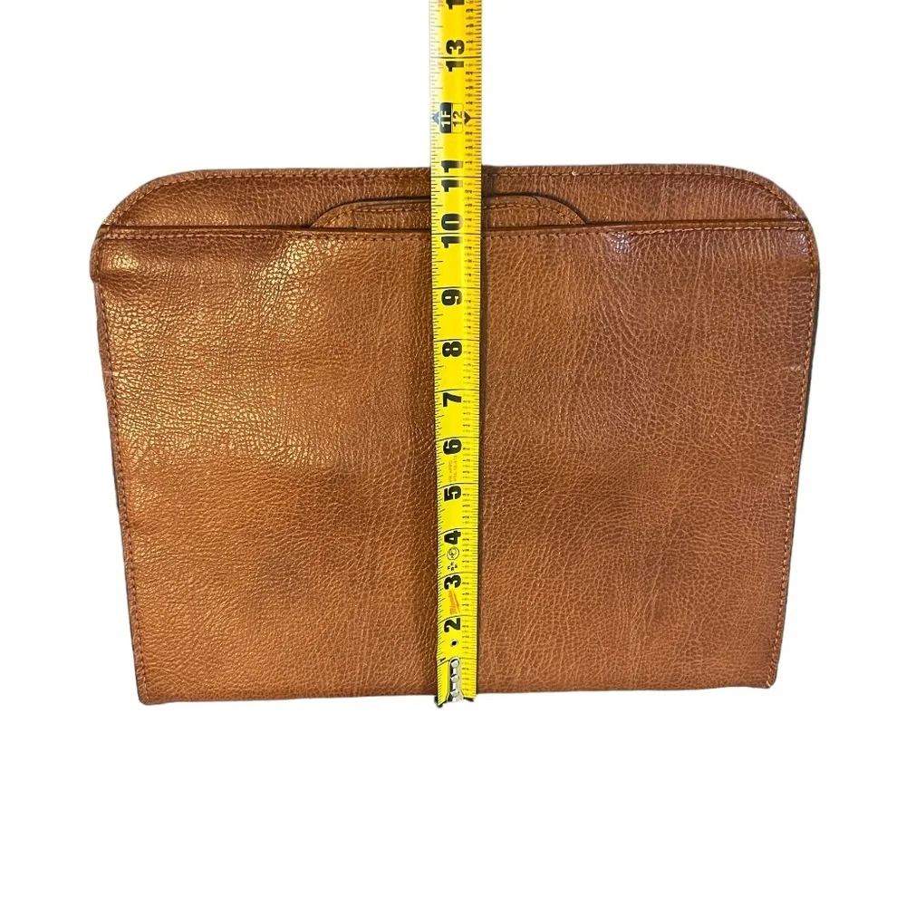 Handmade Brown Leather Portfolio/Document Binder Textured Leather Top Handle Bag